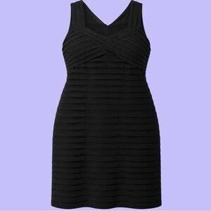 Ricki's Early 2000s Black Textured Goth Sleeveless V Neck Dress